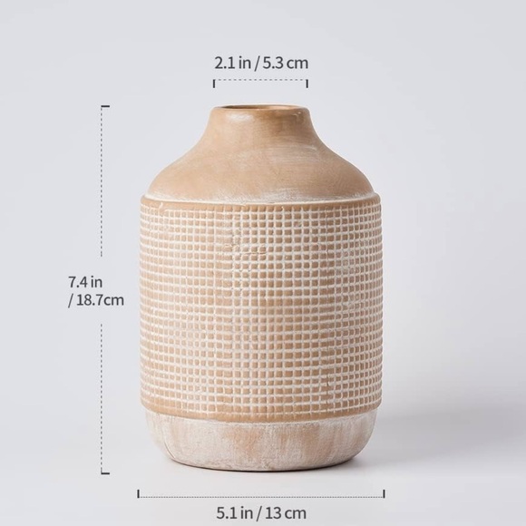 SIDUCAL Ceramic Rustic Farmhouse Vase, Sand Glaze Finish Boho Vase,Pottery decor - Picture 6 of 10